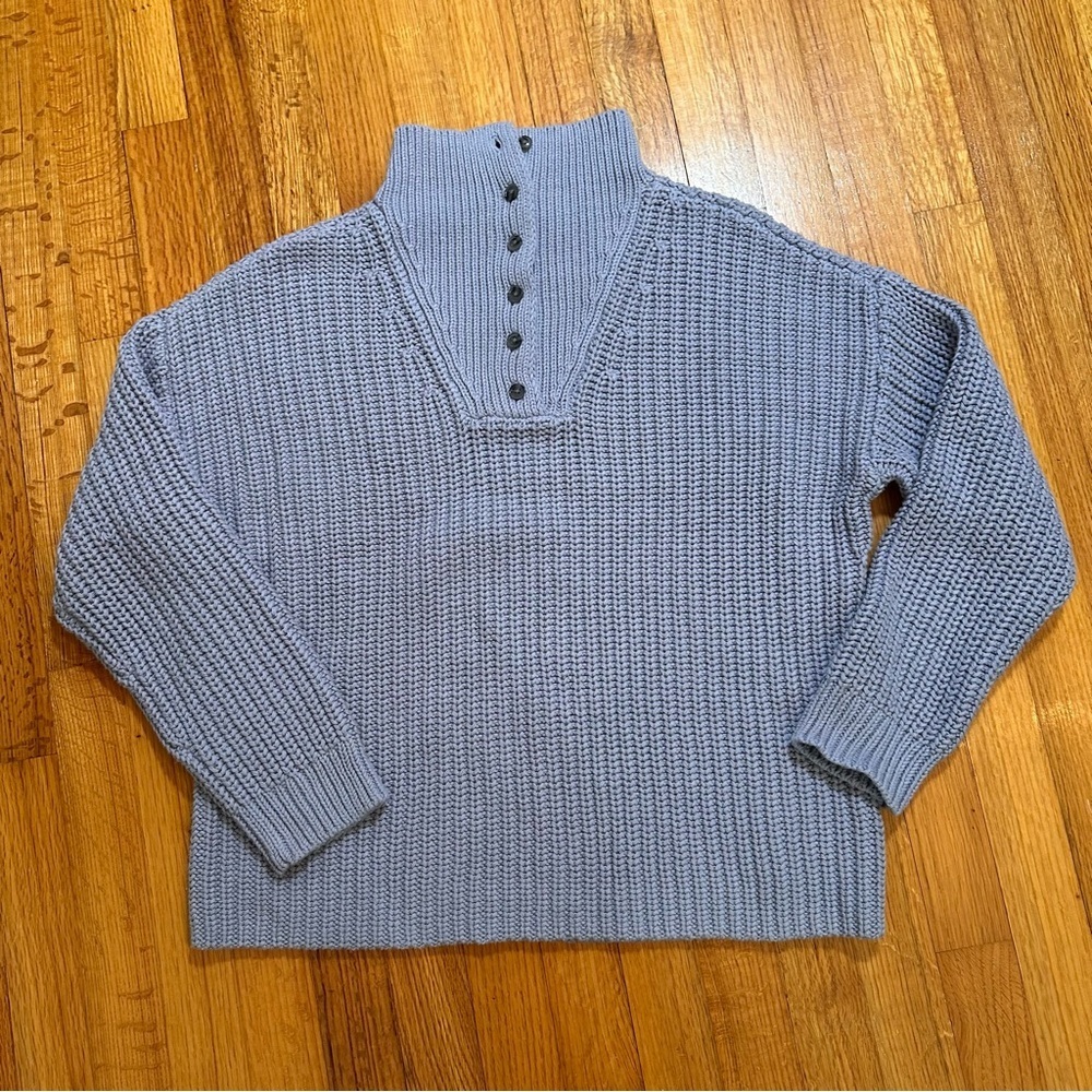 Haven Well Within fisherman sweater featuring a button-up mock neck. Sz M (a1) - Picture 3 of 16